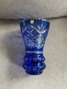 Wazon kobaltowy, szkło cięte – PRL, Made in Poland!