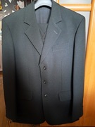 Garnitur męski Ciemny Grafit Wełna Wiskoza Spodnie Marynarka Kamizelka