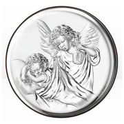 Okrągły obrazek srebrny z Aniołkami - duży 16x16