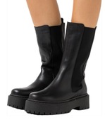 Bianco botki na platformie  czarny skóra 37