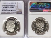 100 ZŁ TADEUSZ KOŚCIUSZKO profil w prawo 1976 NGC PF69 PIĘKNA