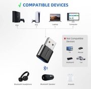 ZIOCOM Adapter audio Bluetooth do PS5/PS4/PC/laptopa, bezprzewodowy
