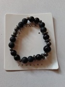 Bransoletka czarny kamień księżycowy | 8 mm | Naturalny | Nowa 19cm