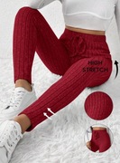 Damskie sportowe legginsy do jogi i fitness - czerwone prążek XS