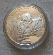 10 Franków Lew Rzadka Chronione gatunki Srebro plater.