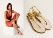 MANGO żółte sandały japonki juta skóra węża NOWE 37