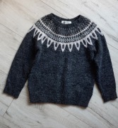 Sweter dziewczęcy H&M, rozmiar 110-116, grafitowy szary