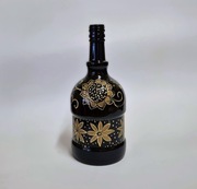 Ręcznie malowana szklana butelka ozdobna handmade dekoracja - b. dobry stan