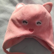 Czapka kotek różowa 1 -2 lata wiosenno zimowa polar stan bdb