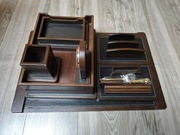 Elegancki drewniany zestaw biurowy na biurko – komplet, gabinetowy