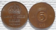 Szwecja Król Gustaw VI Adolf Bernadotte 5 ore öre 1968 KM# 822 1 szt.