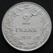 Belgia 2 franki 1912  - król Albert - der Belgen - srebro