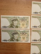 banknoty 50 zł K.Świerczewski seria HT 1988 rok Błędy 