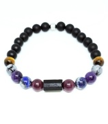 BRANSOLETKA KAMIEŃ SUROWY TURMALIN ZNAK STRZELEC GRANAT LAPIS AMETYST MĘSKA