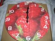 Truskawki zegar kuchenny ścienny cichy drewno wyraźne cyfry