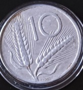 *WŁOCHY 10 Lirów 1955 Republika Włoska, Narzędzie,Rośliny kłosy