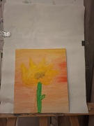 Obraz malowany przez dziecko farbami plakatowymi na płótnie