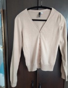 155)Sweterek krótki H&M beżowy kardigan r. 38