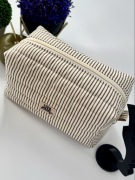Quilted Essential Boxy Pouch with Brown Vertical Stripes (thin)