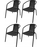 4SZT MOCNE WYGODNE KRZESŁO OGRODOWE NA TARAS DO STOŁU LORETTO 4X CZARNY