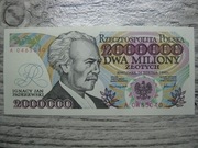 BANKNOT RP 2 MILIONY 2000000 ZŁOTYCH Z BŁĘDEM 1992 ROK SERIA A UNC