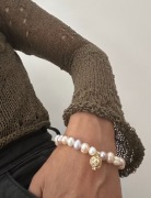 Bransoletka Perły naturalne barokowe Ażurowa zawieszka z perłą