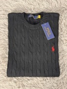 Polo Ralph Lauren sweter vintage cable knit czarny basic M unisex