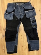 SPODNIE ROBOCZE SNICKERS 6205 jeans z czarnym streczem 80-84 pas