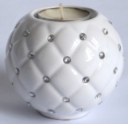 ŚWIECZNIK NA TEA LIGHTY OZDOBA DEKORACJA 8 cm Kula z diamencikami cekinami