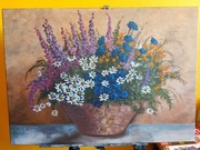 Obraz malowany akrylowy - Kwiaty w wazonie