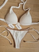 Calzedonia L 85B/80C/75D Coco white bicolor 3d śmietankowy z obszyciem boho