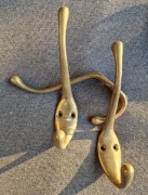 Mosiężny wieszak haczyk vintage - 3 sztuki