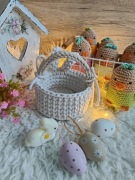 Koszyczek wielkanocny dla dziecka nowy biały szydełkowy ze sznurka 