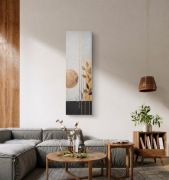 Nowoczesny obraz strukturalny 120x40cm z motywem roślinnym złoty japandi 