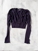 krótki sweterek z guzikami fioletowy kardigan crop top y2k styl M/L