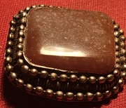 Brosza Duża srebrzana z kamieniem Vintage XIX w.