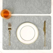 Fanquare Skórzane Beżowe maty stołowe 43x30 + podkładki 10x10 Styl retro