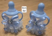 Butelka dekoracyjna niebieska ozdoba chrzest baby shower dekoracja stołu