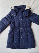 Ciepła granatowa kurtka z kapturem H&M rozm.128 cm