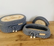 Komplet koszyczków na stół . Kolor szary-stalowy