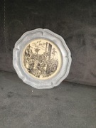 Ozdobny talerzyk z cyny i porcelitu VINTAGE Niemcy 