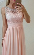 Suknia długa pudrowy róż