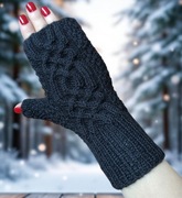 Mittenki  ręcznie robione Luka Knit, merino, unisex, kolor czarny.