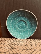 Seledynowy talerzyk pod filiżankę Wałbrzych PRL Pokornianka pikasiak