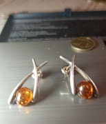 Kolczyki srebrne z bursztynem baltyckim srebro 925