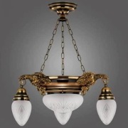 Lampa Kemar -Orzełki -  mosiądz patynowany - 3+1 - kryształowe szkło