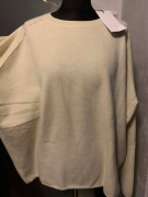 ZARA szeroki sweter tunika z wełną oversize duży kremowy ecru