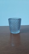 Szklany świecznik szary na tealight z wypukłymi kuleczkami bubbles