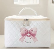 Różowa kosmetyczka wiśnie kokardki duża podróżna organizer