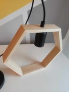 Lampa wisząca, drewniana, hexagon.
